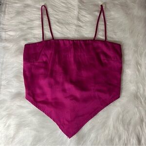 Pink Satin Tie Back Triangle Front Tank Top | Small